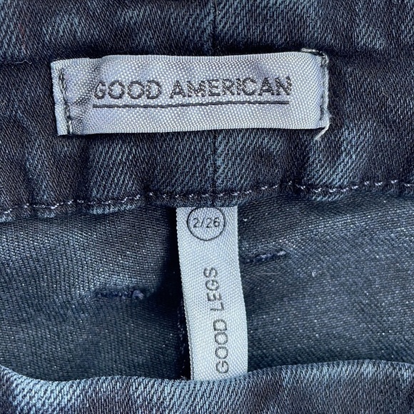 Good American Jeans Pants Good Legs Dark Blue Wash Denim Distressed Stretch 26 - Picture 4 of 7